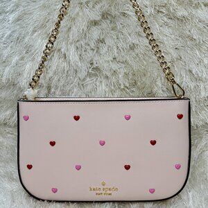 Kate Spade Madison Powdered Heart Stud Pouchette- Pink (NEW)